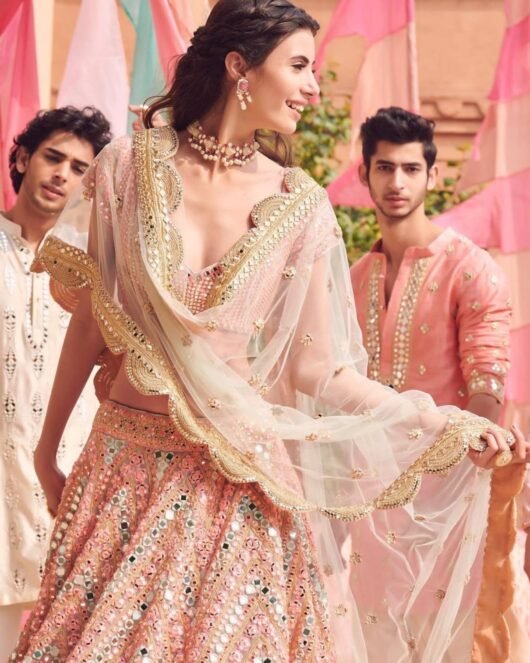 Mirror Peach Color Lehenga