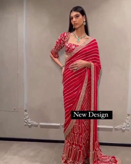 Red Sequence Saree