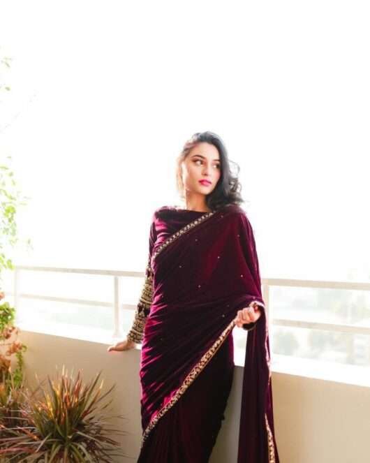 VELVET WINE SAREE