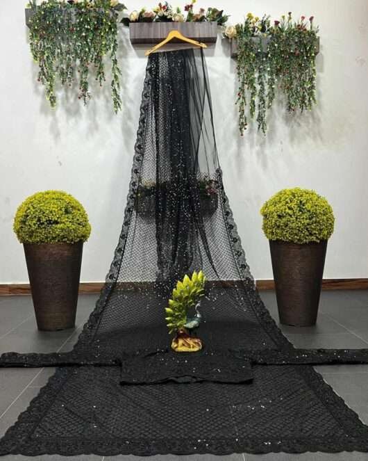 Black Sequence Saree